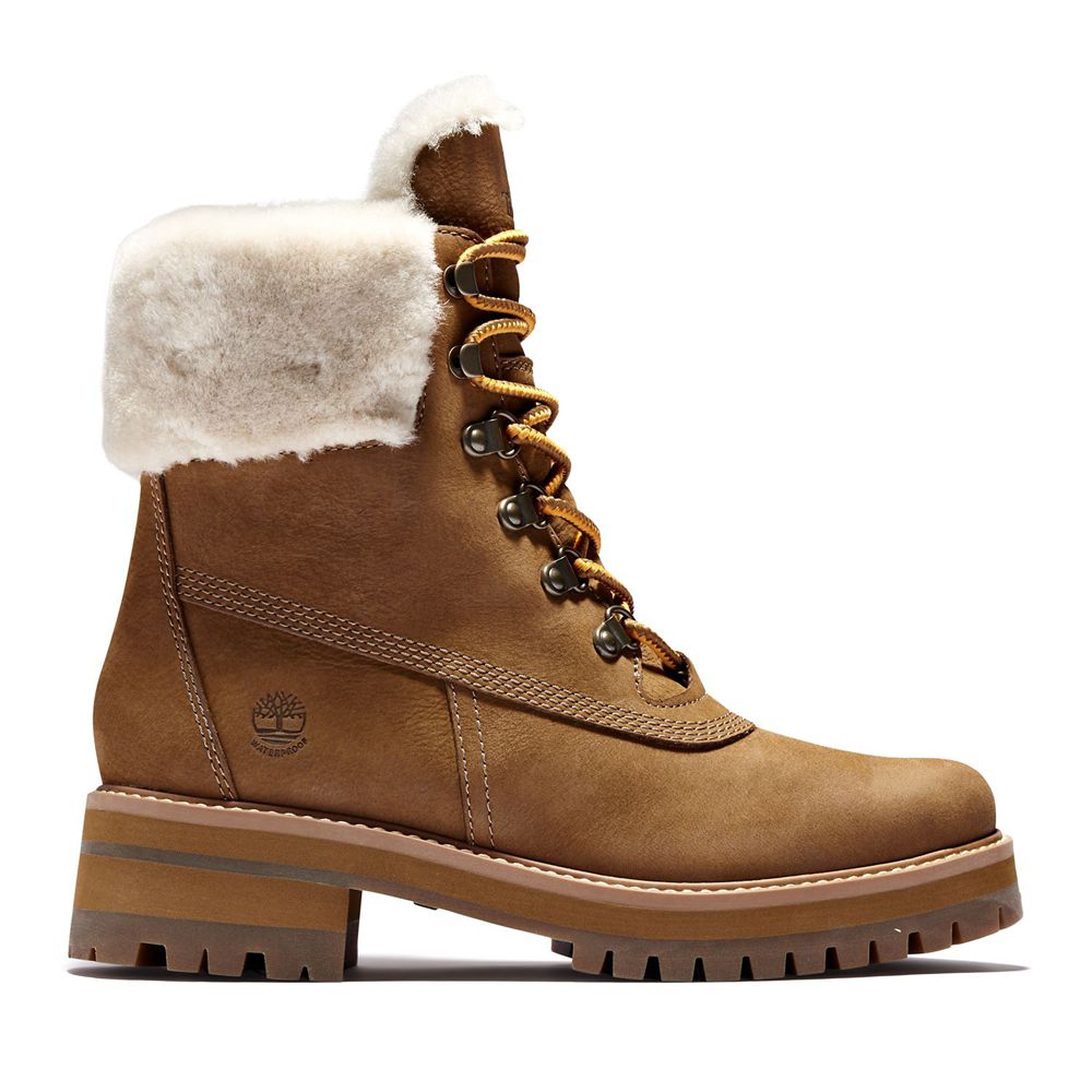 Timberland 6-Inch Μποτακια Γυναικεια Καφε - Courmayer Valley Waterproof Shearling - Greece 2857903-M